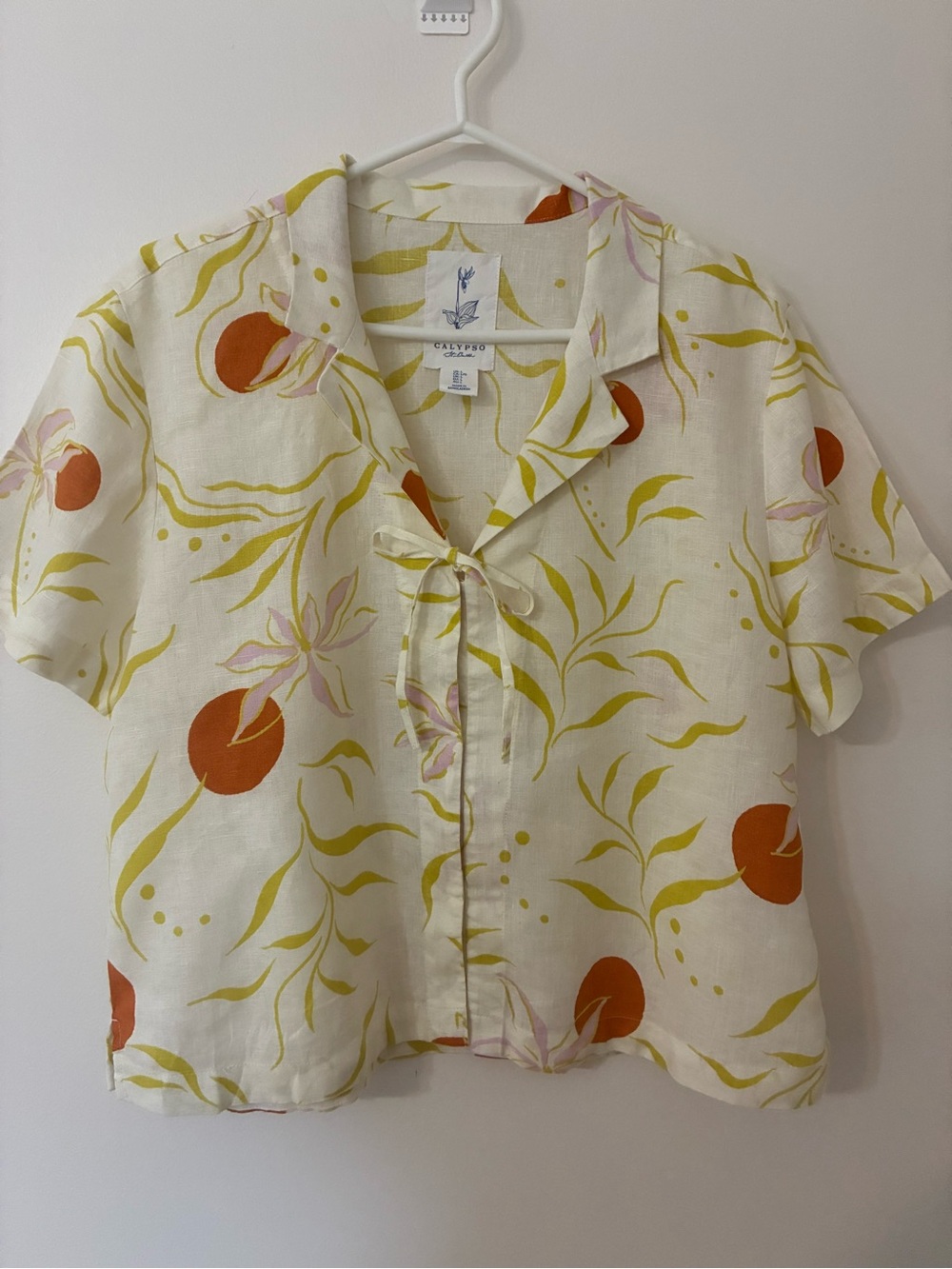 Calypso St. Barth Linen Button Front Top